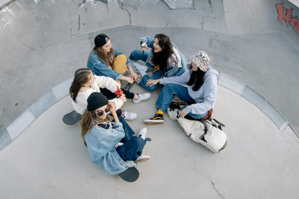 A group of girls talking