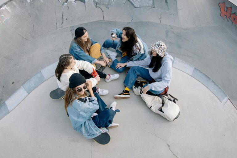A group of girls talking