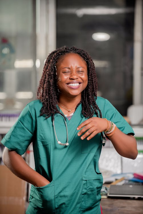 A person in scrubs 